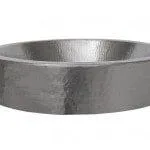 17" Compact Oval Skirted Vessel Hammered Copper Sink in Nickel
