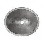 17" Compact Oval Skirted Vessel Hammered Copper Sink in Nickel