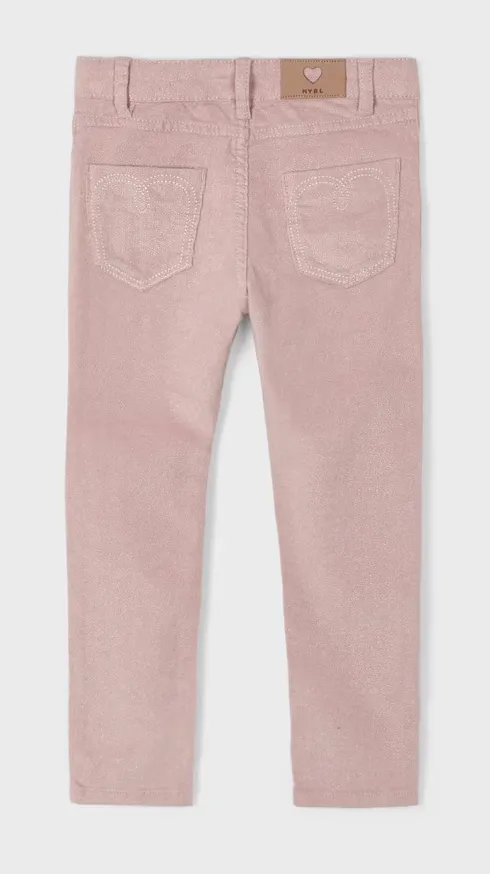 4503 Mayoral Mini Girls Shimmer Corduroy Pants - Nude Pink