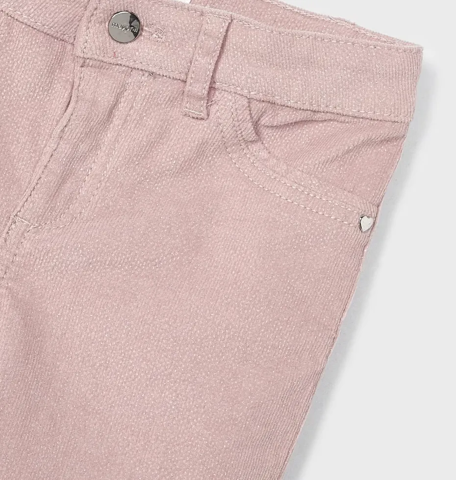 4503 Mayoral Mini Girls Shimmer Corduroy Pants - Nude Pink