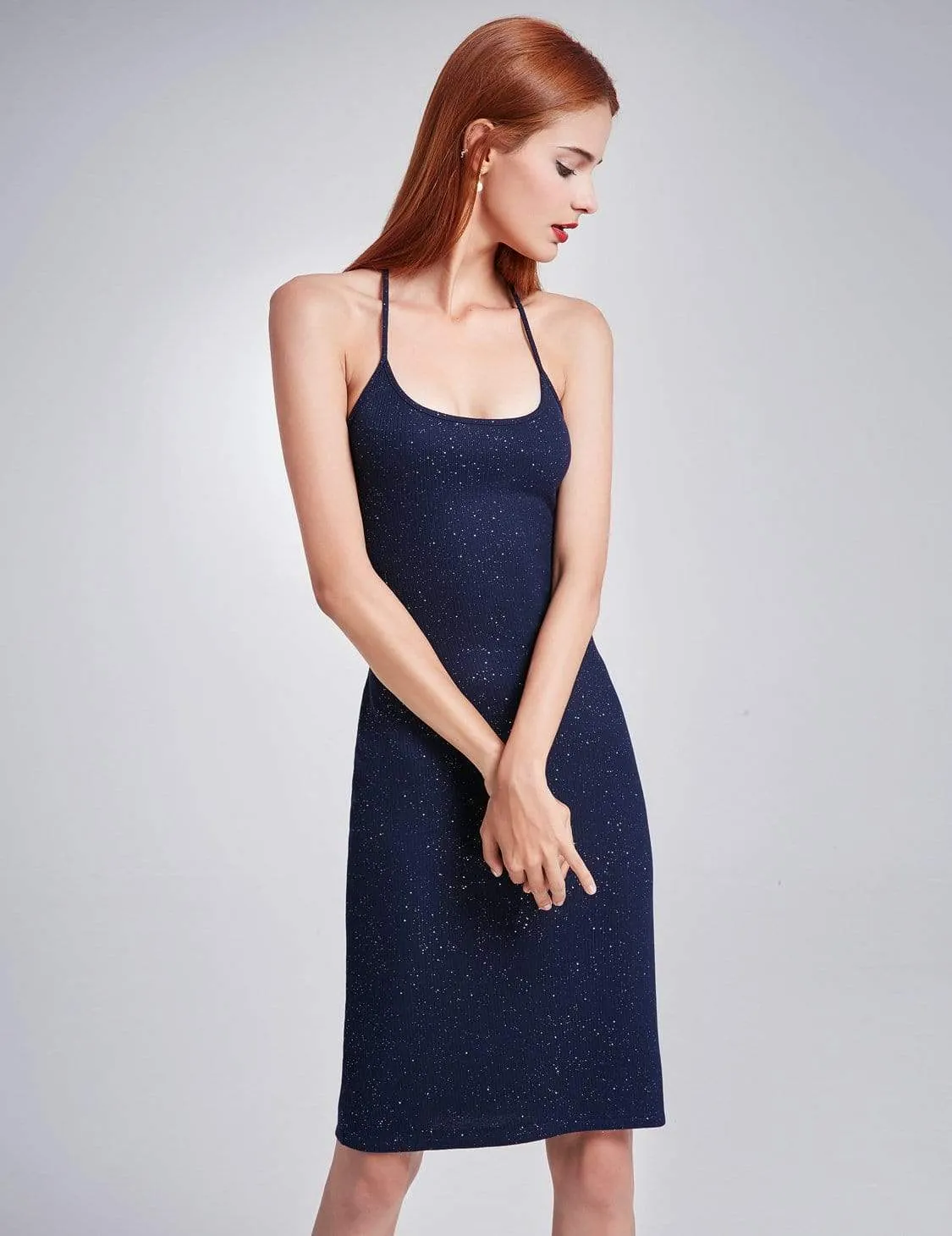 Alisa Pan Cross Back Stardust Cocktail Dress