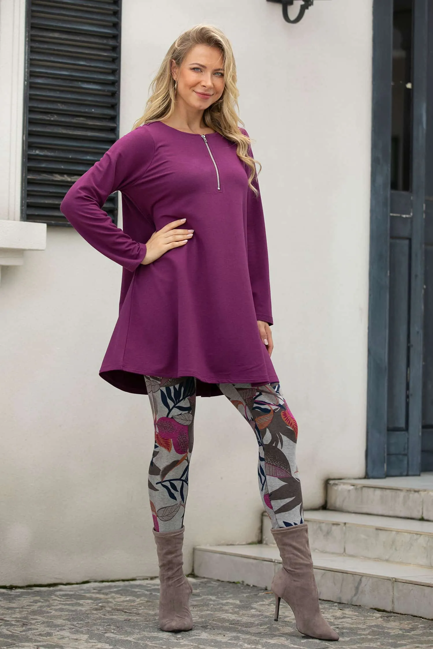Bamboo Baby French Terry Tunic with Zipper and Pockets