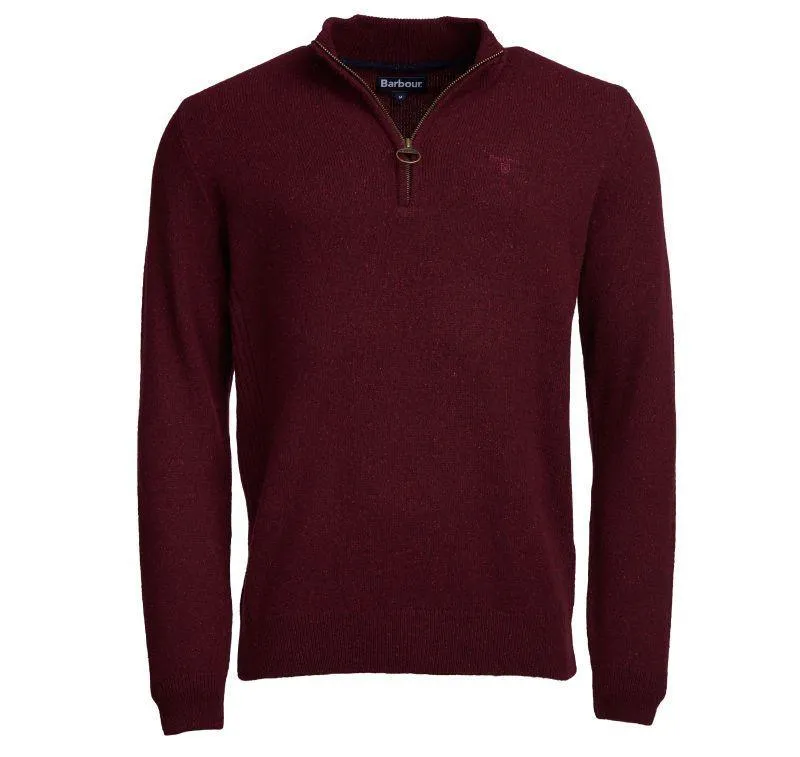 Barbour Tisbury Lambswool 1/4 Zip Mens Jumper - Ruby
