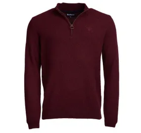 Barbour Tisbury Lambswool 1/4 Zip Mens Jumper - Ruby