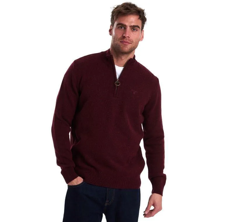 Barbour Tisbury Lambswool 1/4 Zip Mens Jumper - Ruby