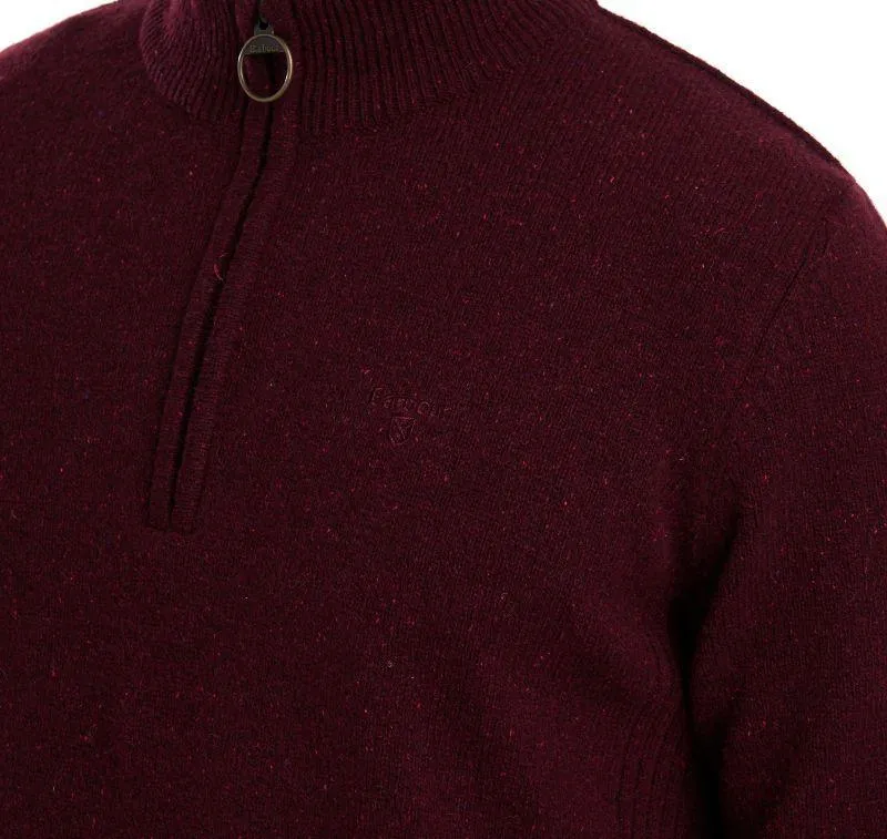 Barbour Tisbury Lambswool 1/4 Zip Mens Jumper - Ruby