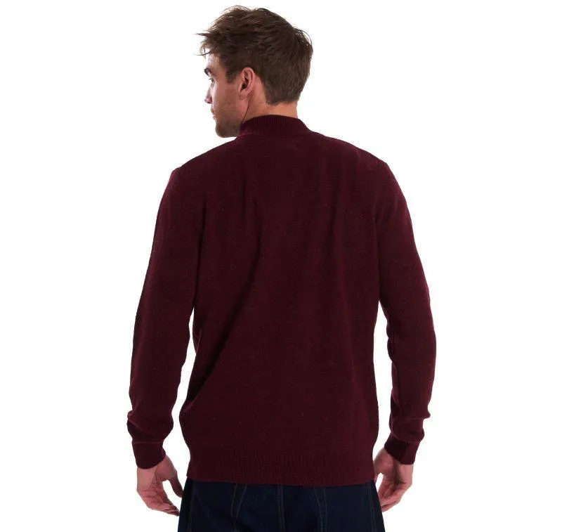 Barbour Tisbury Lambswool 1/4 Zip Mens Jumper - Ruby