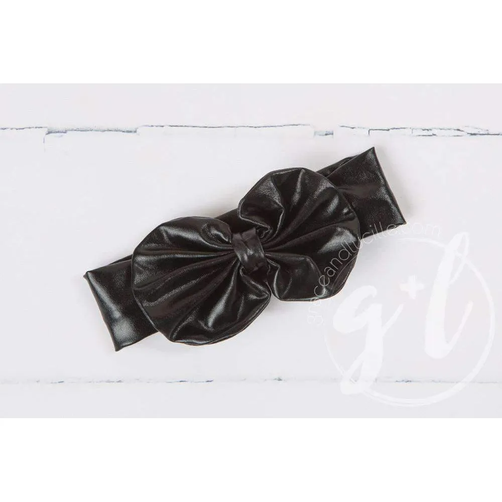 Black Lame Oversized Bow Headband