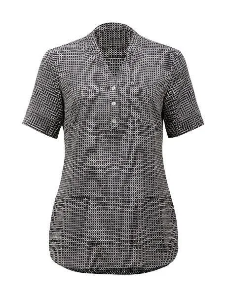 CAT9R9 NNT Women's Pixel Print Antibacterial Short Sleeve Tunic