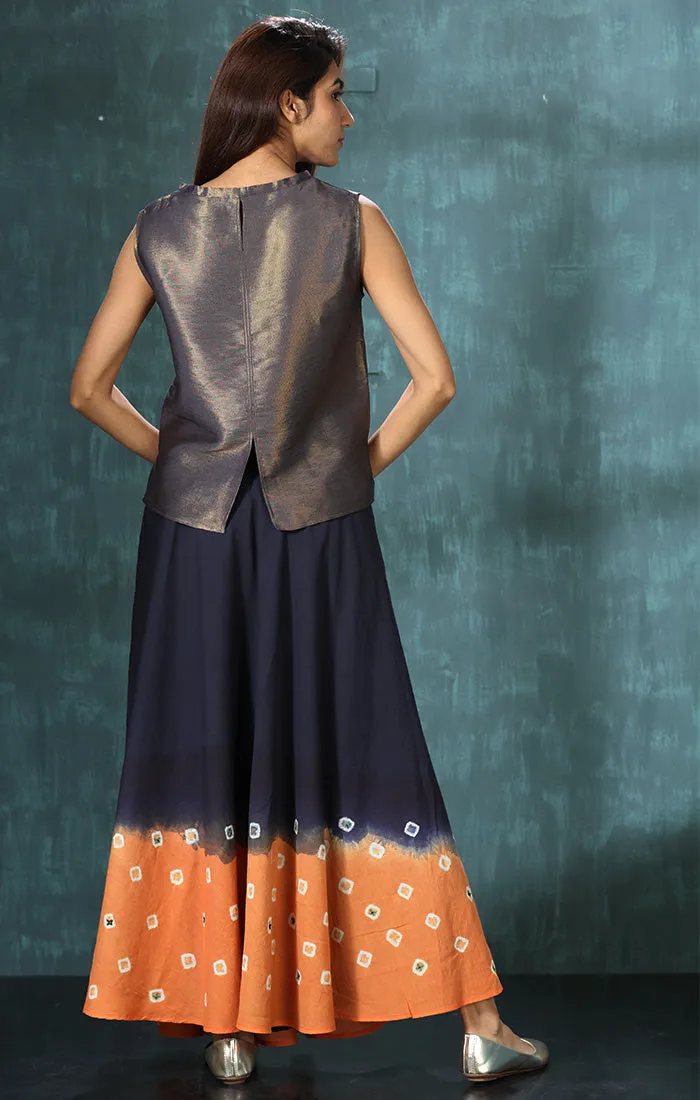 Chanderi Tissue Top with skirt and stole