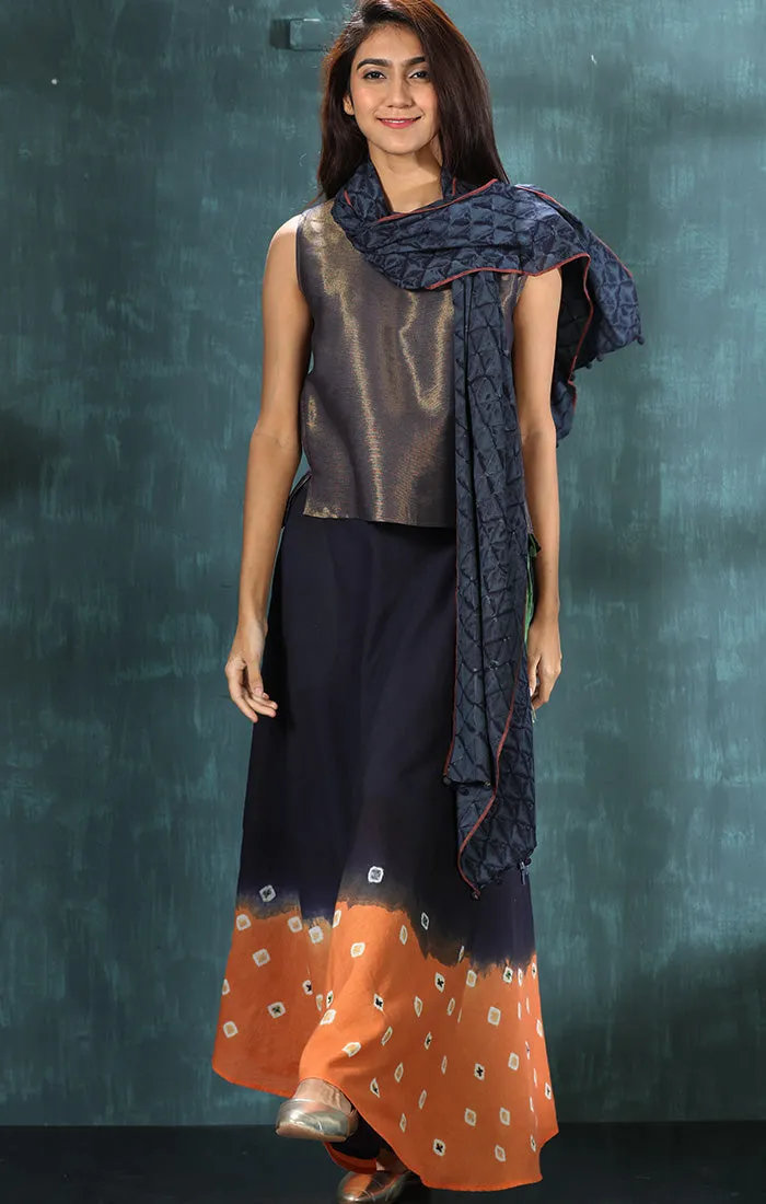 Chanderi Tissue Top with skirt and stole