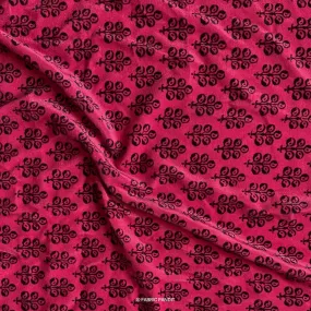 (CUT PIECE) Blush Pink Floral Bagh Digital Print Pure Velvet Fabric (Width 44 Inches)