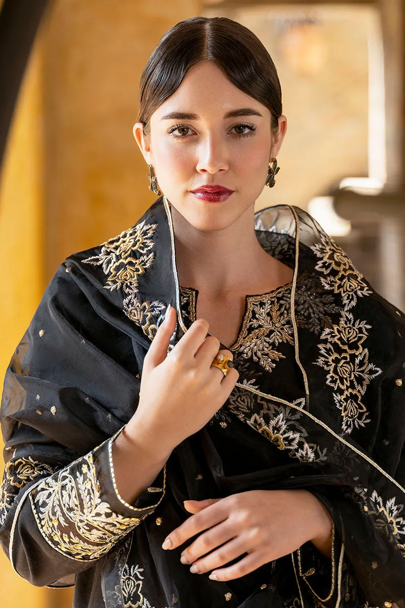 Embellished Black Pakistani Salwar Kameez with Dupatta