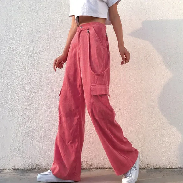 Fashionkova Pink Cord Cargo Pants