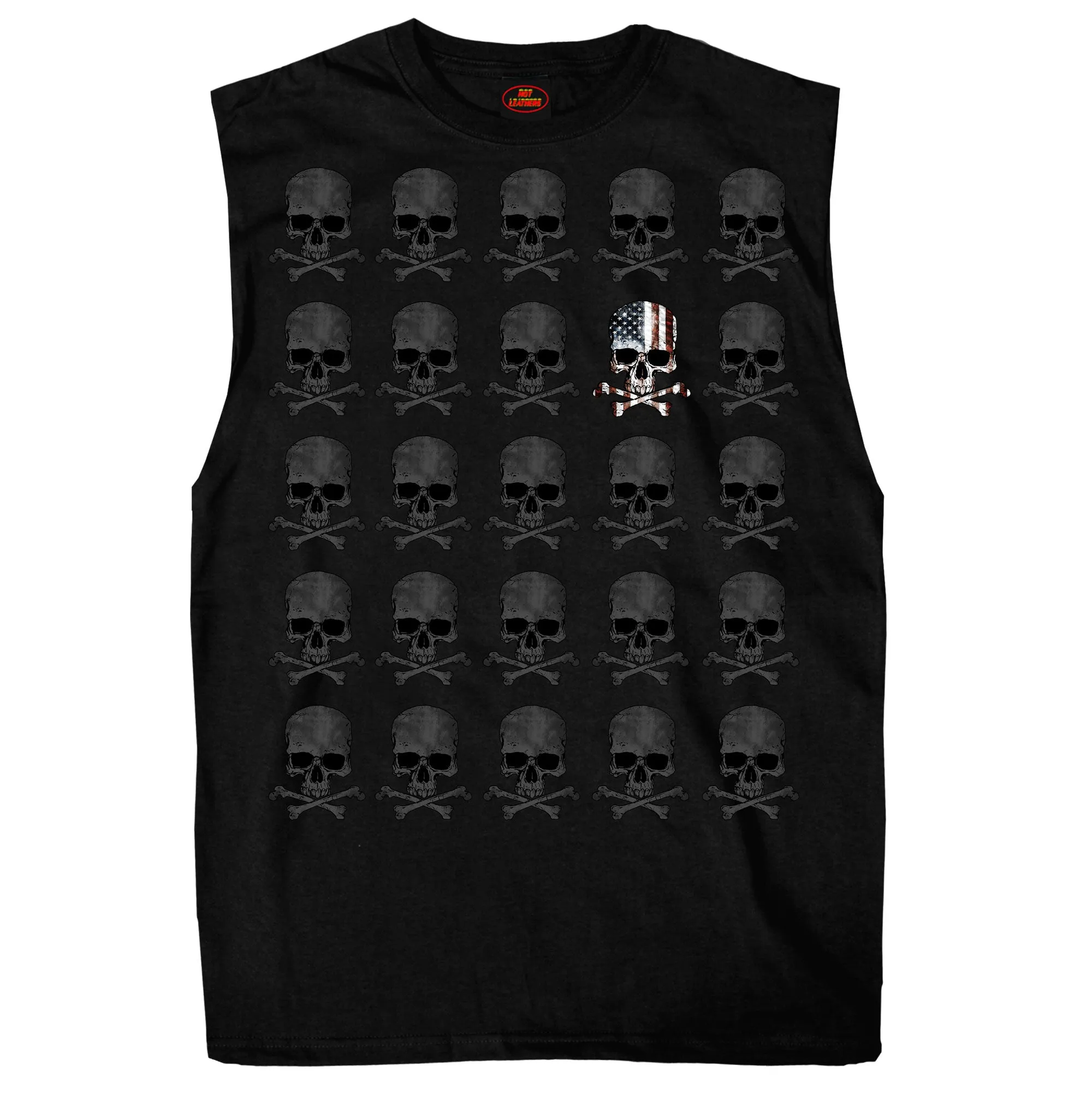 Hot Leathers GMT3440 Men’s Shooter Skull Pattern Sleeveless Black Tank