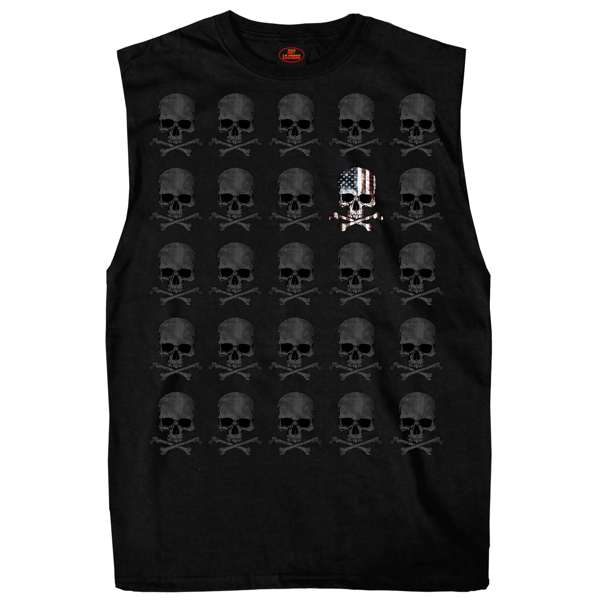 Hot Leathers GMT3440 Men’s Shooter Skull Pattern Sleeveless Black Tank