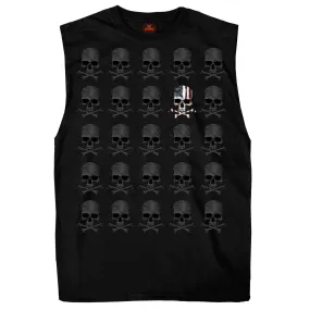 Hot Leathers GMT3440 Men’s Shooter Skull Pattern Sleeveless Black Tank
