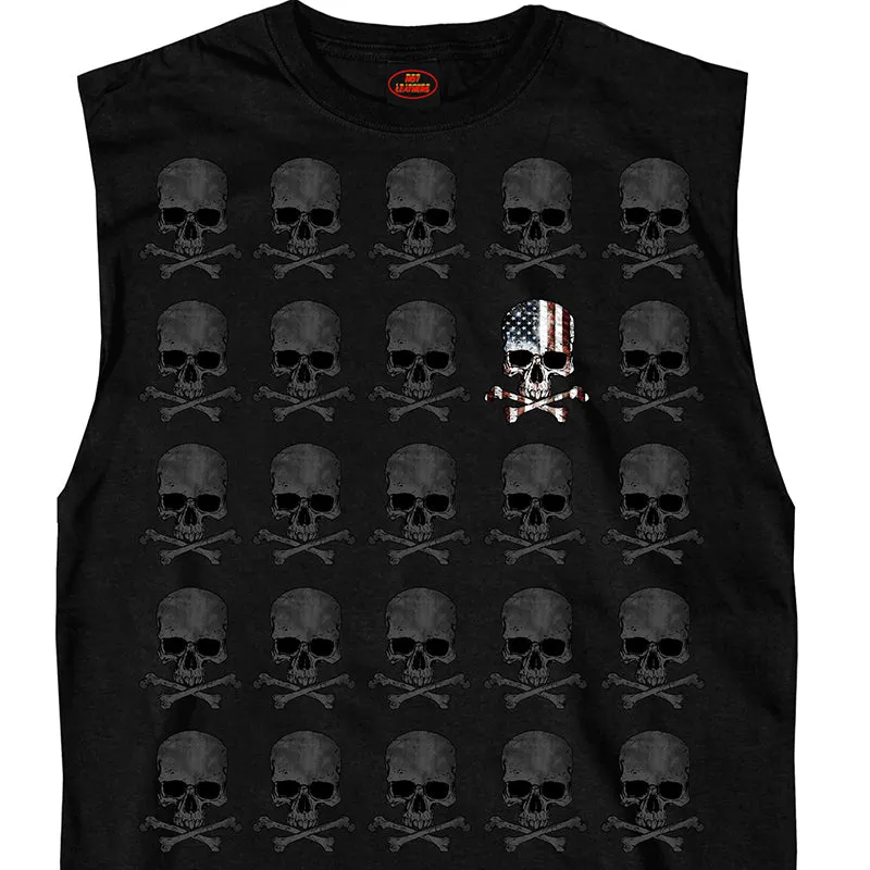 Hot Leathers GMT3440 Men’s Shooter Skull Pattern Sleeveless Black Tank