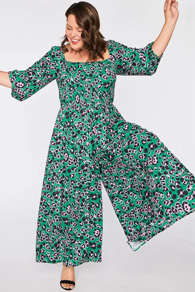 Kiki Green Leopard Jumpsuit