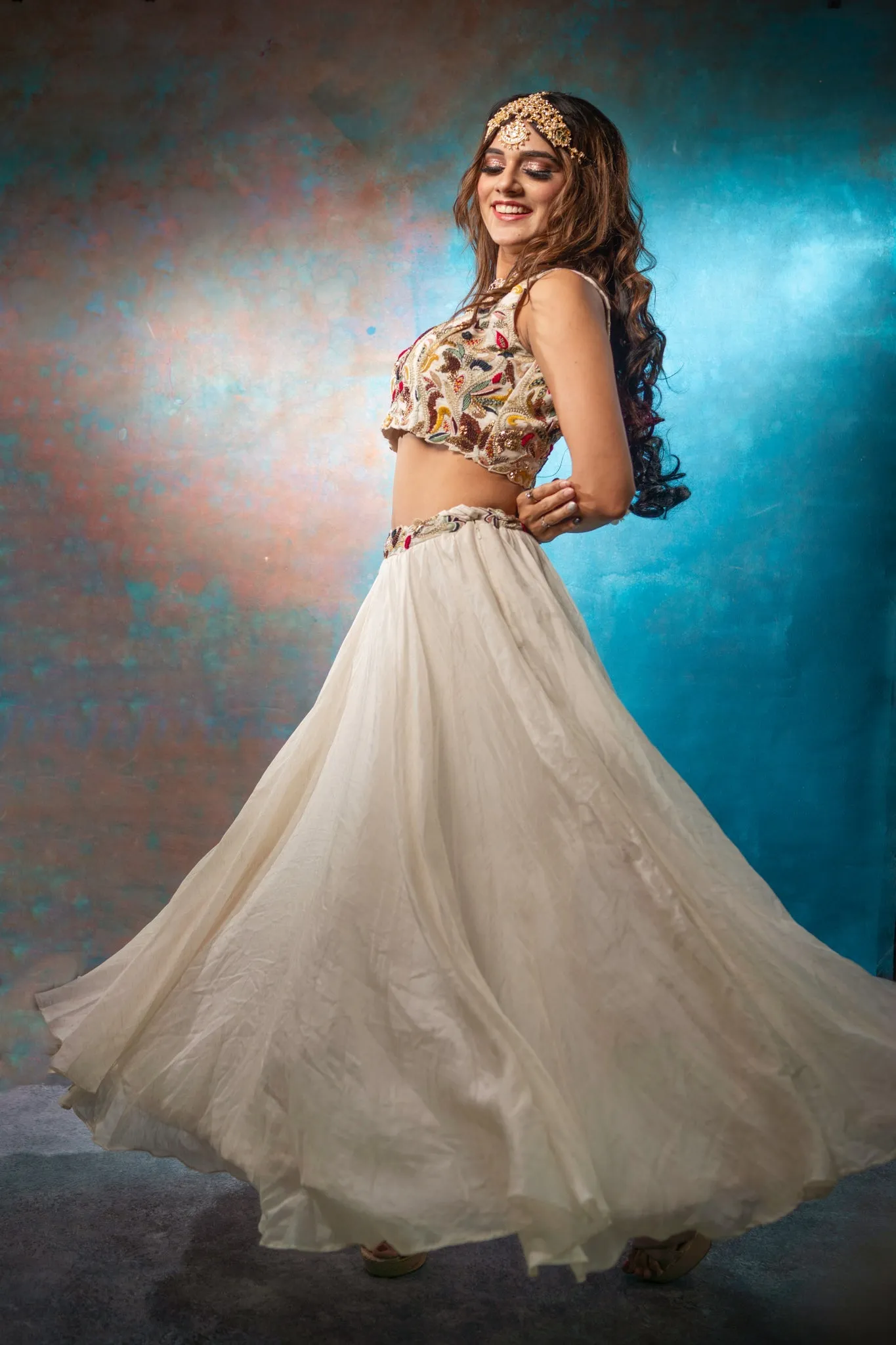 Kritya Karda in Bay Salt Skirt Set