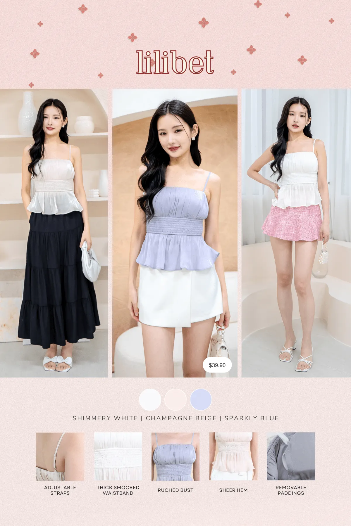 LILIBET PADDED RUCHED TOP IN CHAMPAGNE BEIGE