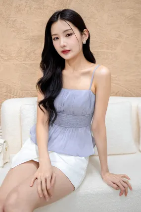 LILIBET PADDED RUCHED TOP IN SPARKLY BLUE