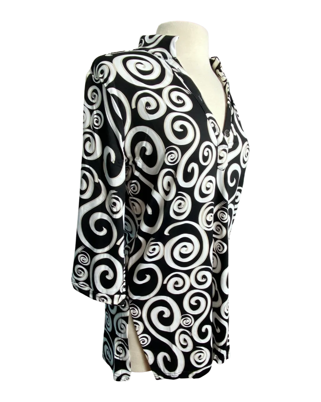 Lulu B Black and White Swirls Button Tunic