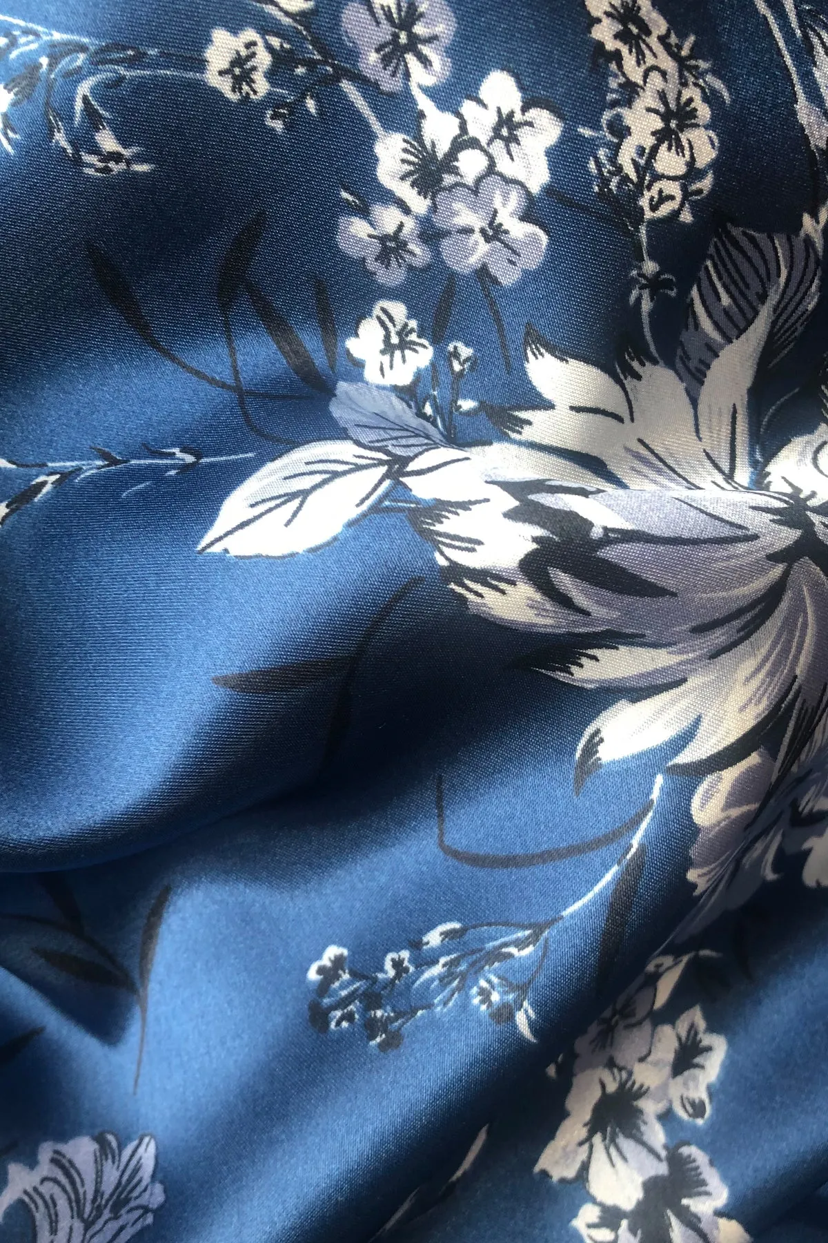 Monica Floral Print  Satin  Revere Collar Pyjama