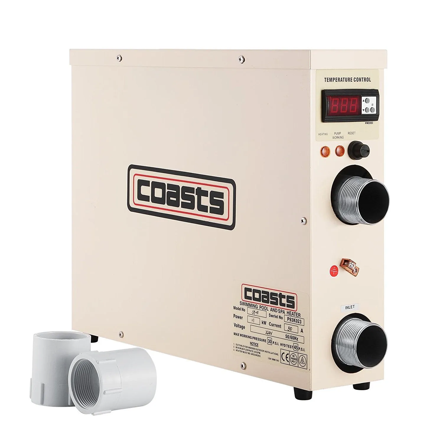 OrangeA Pool Heater Electric 11KW 220V Spa Heater Electric Heating and Thermostat Pool Heat Pump (Pool Heater)
