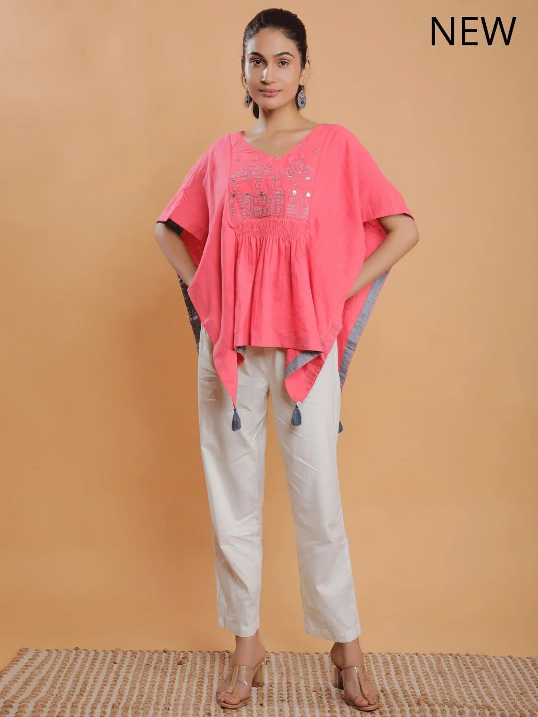 Pink Embroidered Cotton Co-Ord Set
