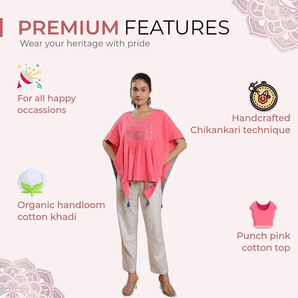 Pink Embroidered Cotton Co-Ord Set