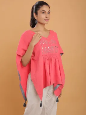 Pink Embroidered Cotton Co-Ord Set