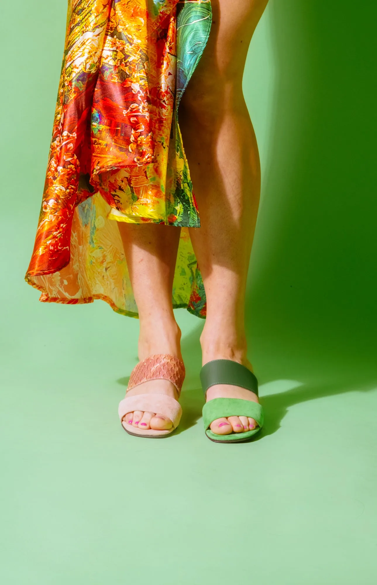PINK OPAL Pink Suede & Gold Sandals