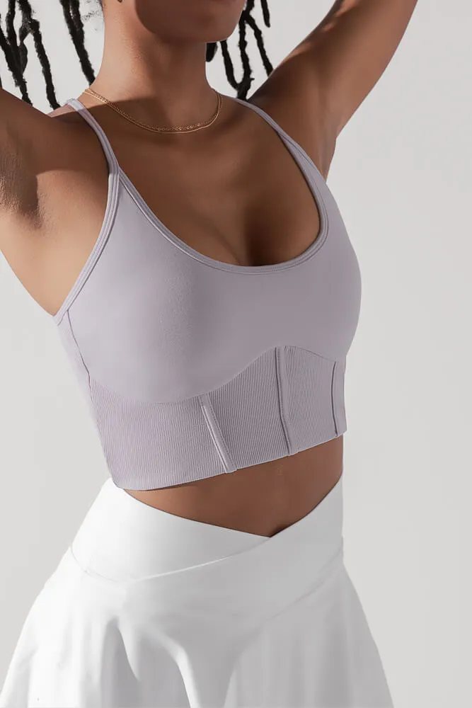 Plié Corset Crop Bralette - Lavender Grey