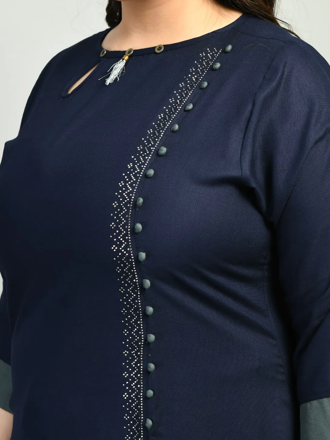 Plus Size Designer Navy Blue Kurta Pant Set