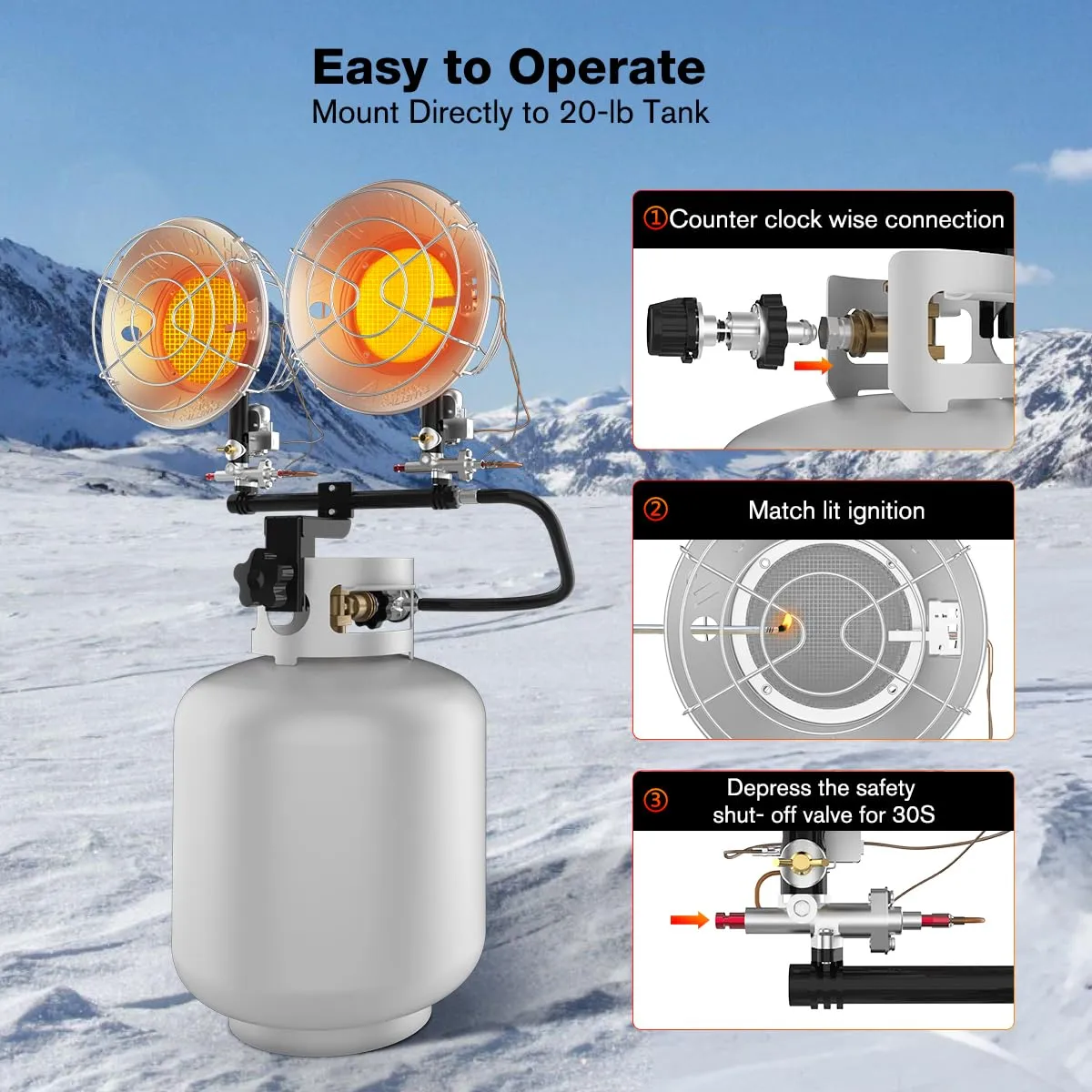 Portable Propane Tank Dual Burners - 30000BTU