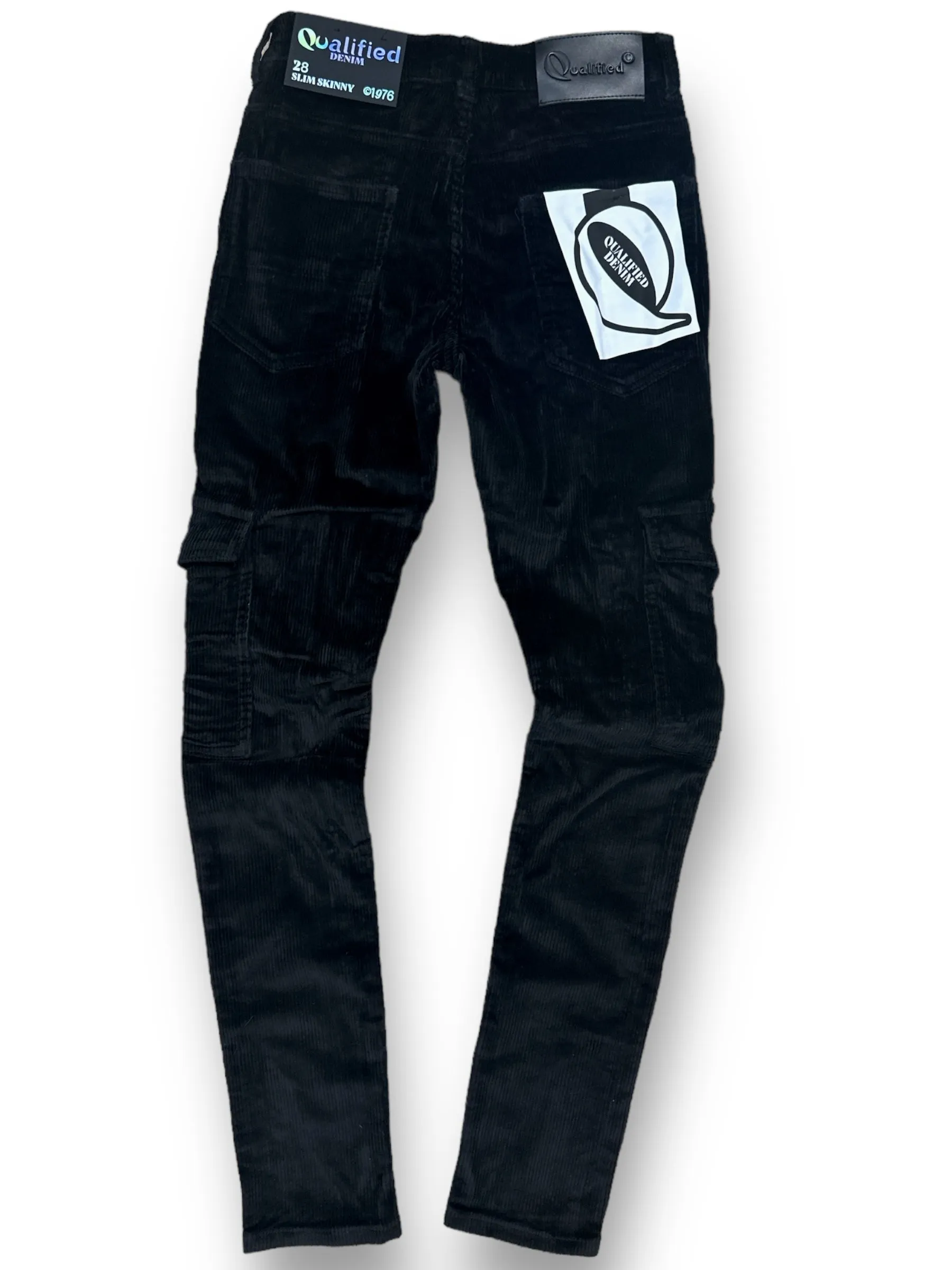 Qualified Denim Corduroy Cargo Pants (Black) QDL-166135
