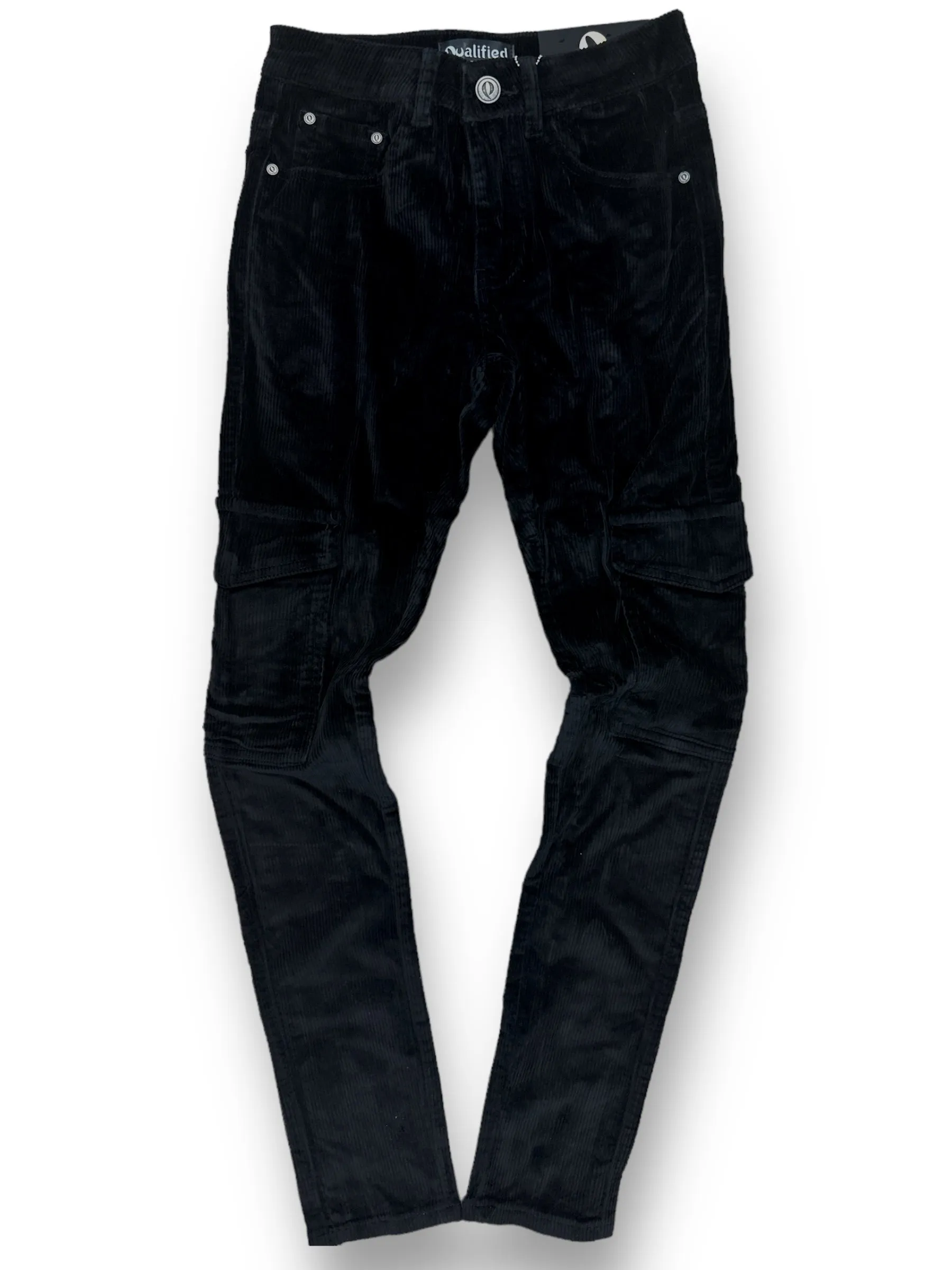 Qualified Denim Corduroy Cargo Pants (Black) QDL-166135