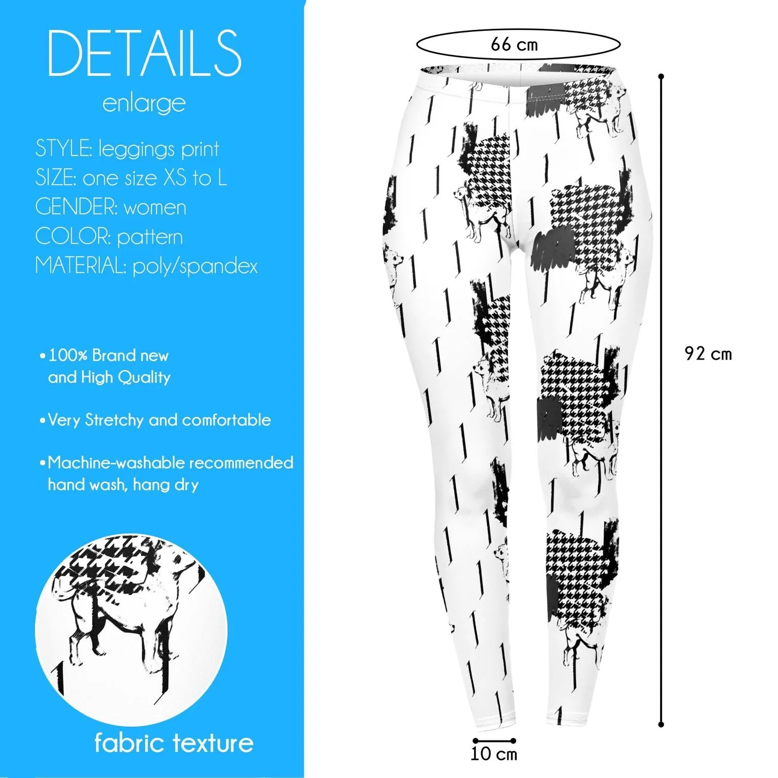 Regular Leggings (8-12 UK Size) - Houndstooth