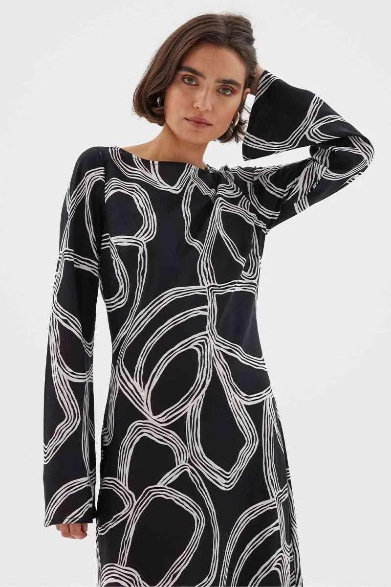 Sgraffito Bias Maxi Dress