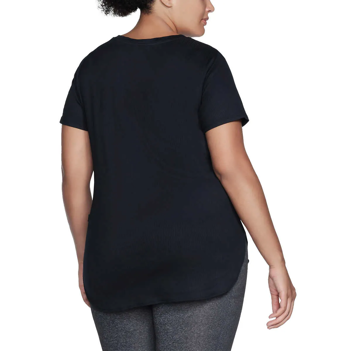 Skechers Women's Moisture Wicking Active Tee Lightweight Rib V-Neck T-Shirt