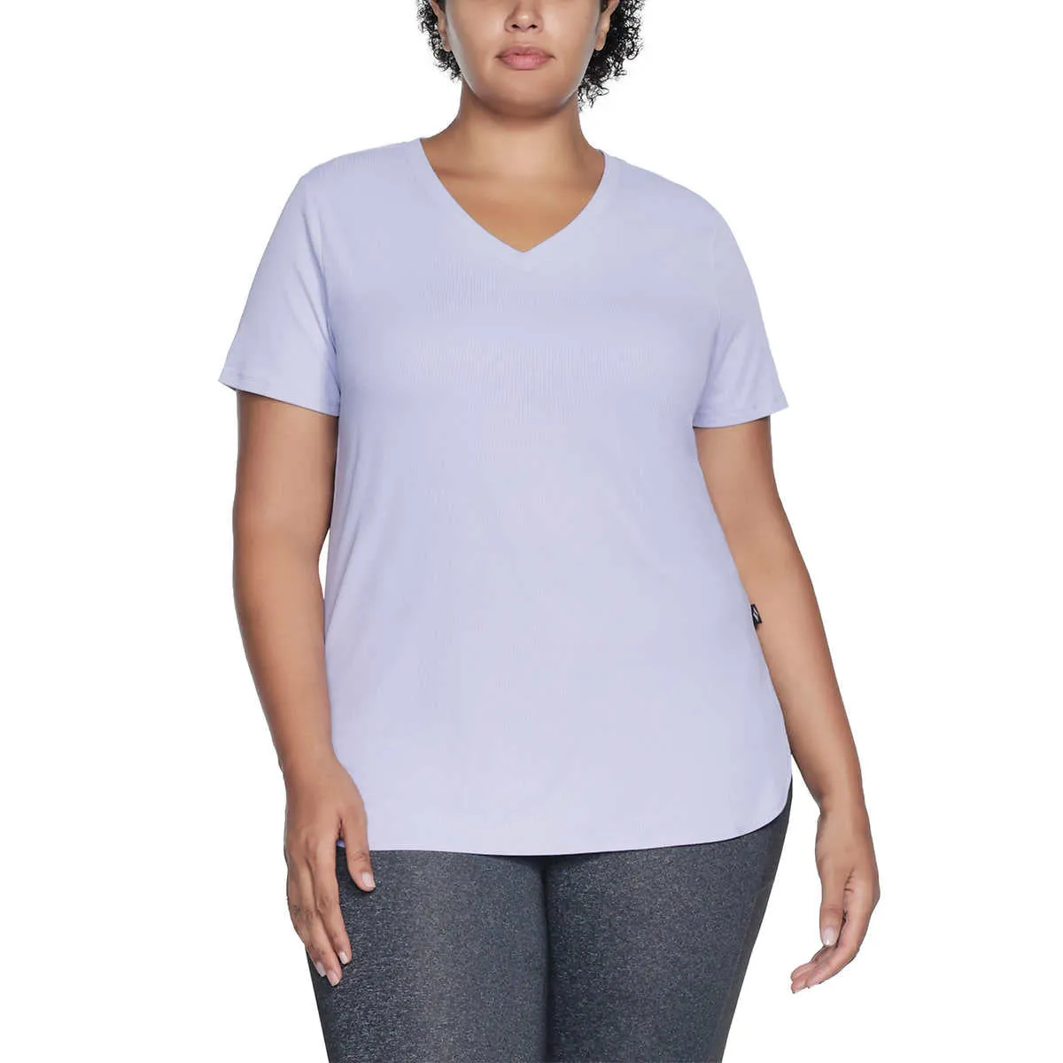 Skechers Women's Moisture Wicking Active Tee Lightweight Rib V-Neck T-Shirt