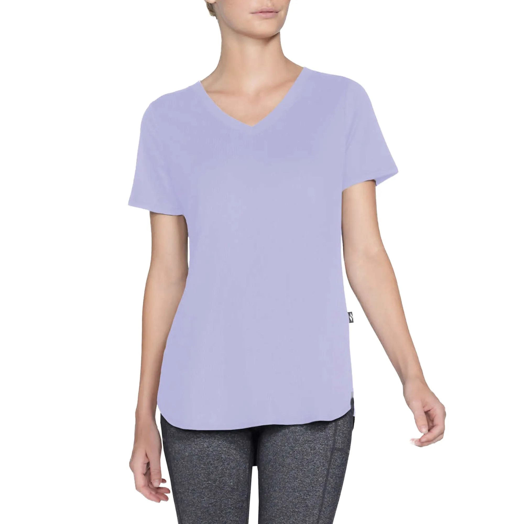 Skechers Women's Moisture Wicking Active Tee Lightweight Rib V-Neck T-Shirt