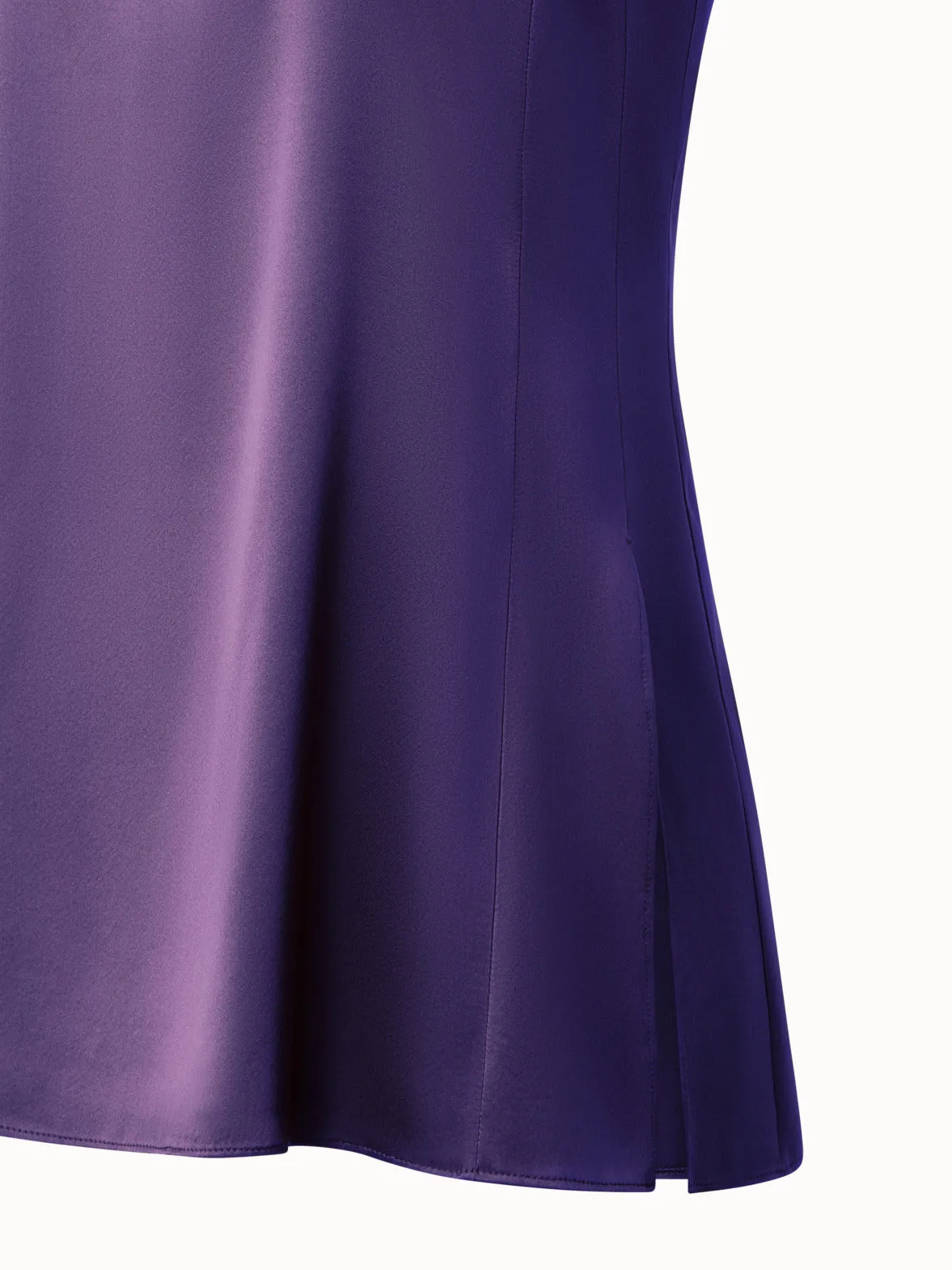 Sleeveless Silk Satin Tunic Blouse