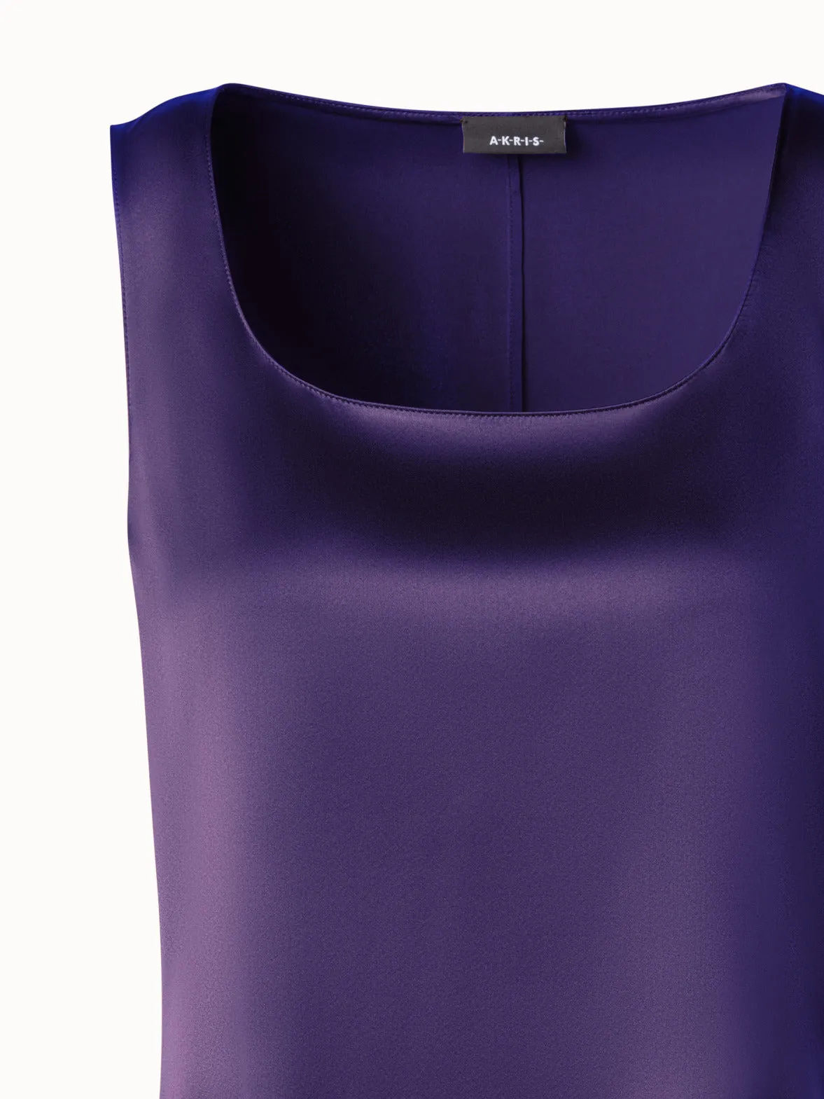 Sleeveless Silk Satin Tunic Blouse