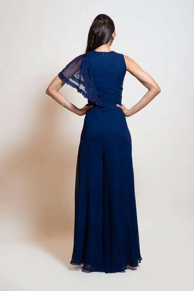 Smriti Apparel's Blue ruffle Layer Jumpsuit  - Rent