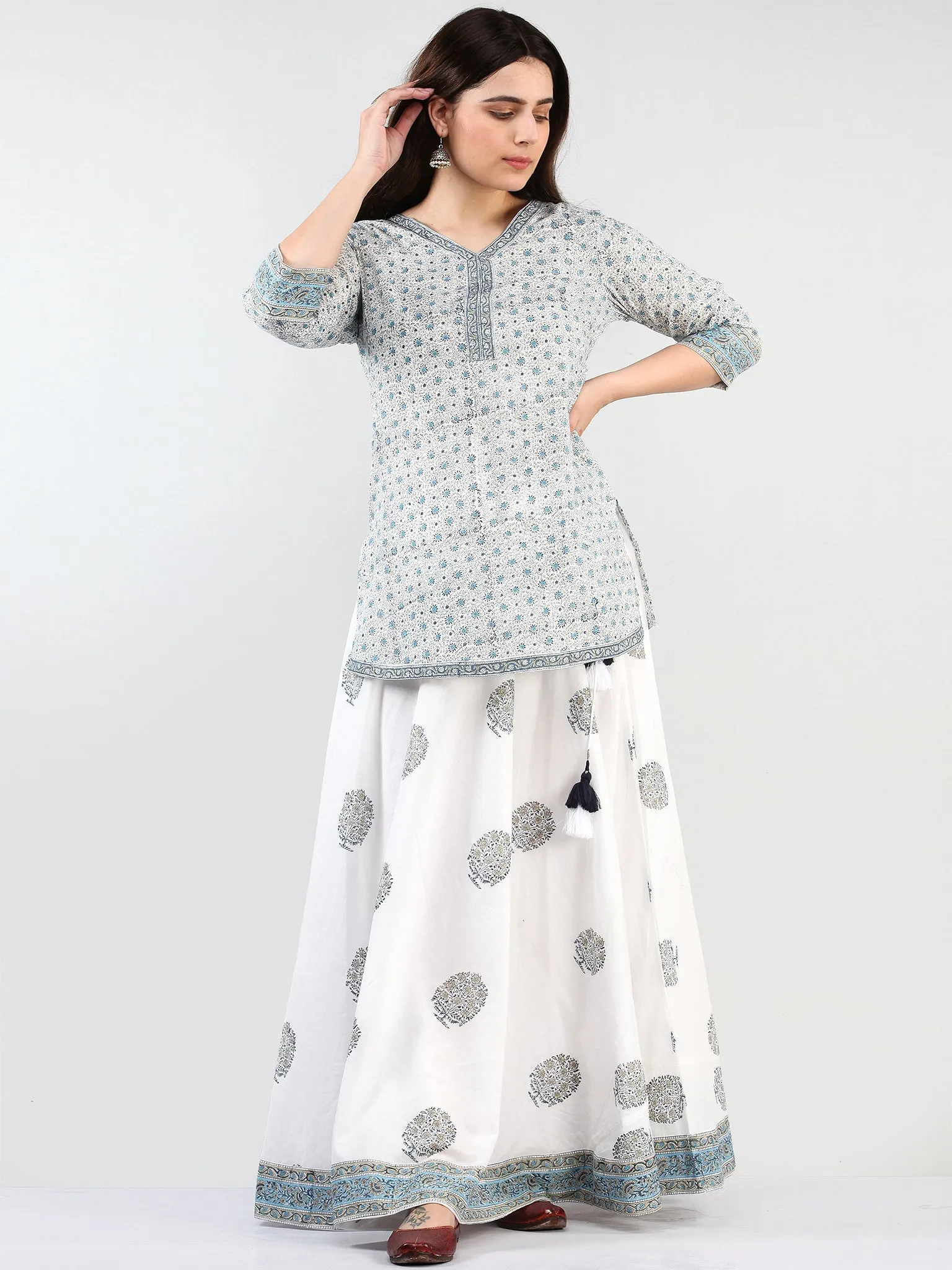 Zohra Nofee - Set of Top Skirt & Dupatta - KS43E2504D